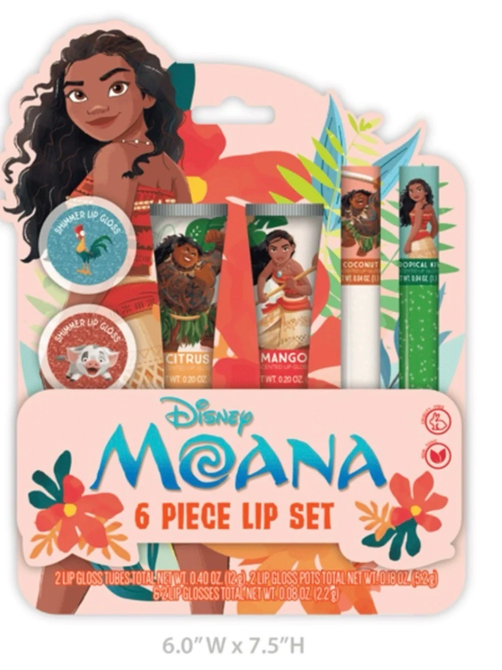 Disney Moana Kids Pink Coral Flower Spa Headband & Lip Gloss Set